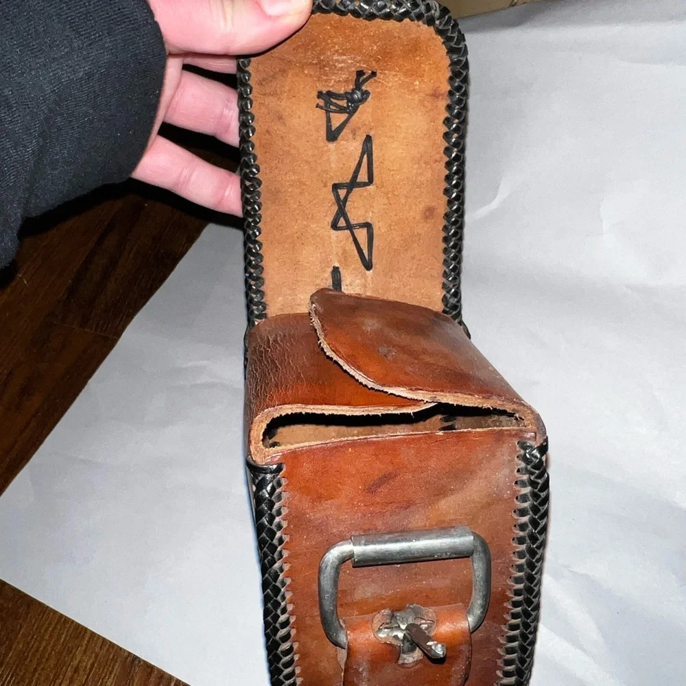 Vintage Belt Bag Handmade Brown Genuine Leather Buckle Bag Satchel Bag - Picture 4 of 15